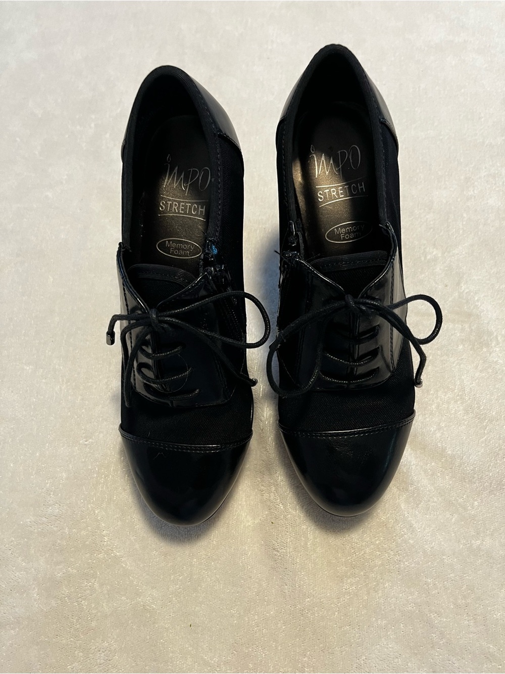 🌟 Impo Stretch Memory Foam Black Heeled Oxford Booties – Women’s Size 6M 🌟 - Picture 2 of 5